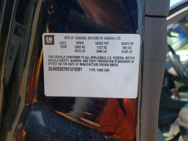 2G4WE587X61216361 - 2006 BUICK LACROSSE CXS 黑色 照片 10