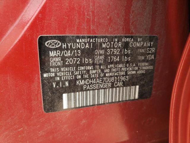 KMHDH4AE7DU811963 - 2013 HYUNDAI ELANTRA GLS RED photo 13