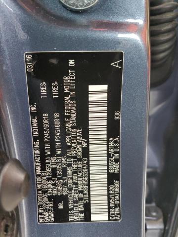 5TDJKRFH5GS264743 - 2016 TOYOTA HIGHLANDER XLE BLUE photo 13