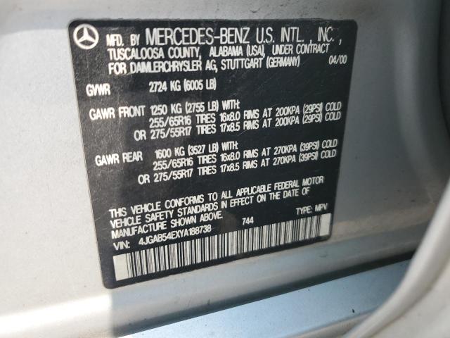 4JGAB54EXYA188738 - 2000 MERCEDES-BENZ ML 320 SILVER photo 13