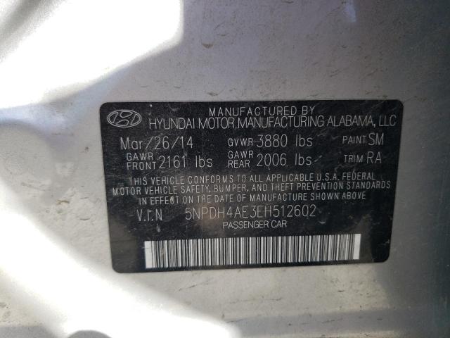 5NPDH4AE3EH512602 - 2014 HYUNDAI ELANTRA SE SILVER photo 12