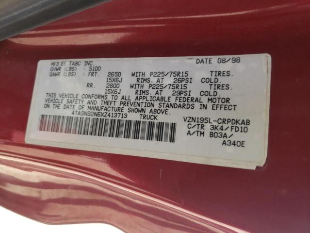 4TASN92N6XZ413713 - 1999 TOYOTA TACOMA XTRACAB PRERUNNER წითელი ფოტო 12
