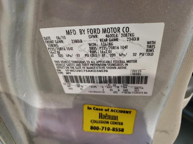 1FMCU9C75AKD34539 - 2010 FORD ESCAPE XLS SILVER photo 13