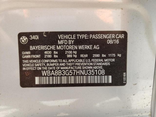 WBA8B3G57HNU35108 - 2017 BMW 340 I Srebrny zdjęcie 13