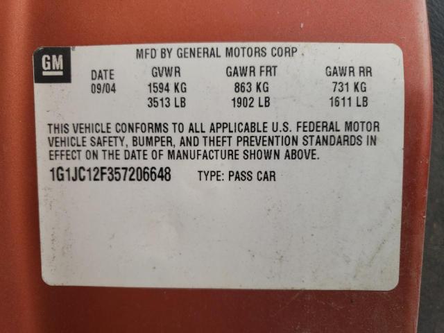 1G1JC12F357206648 - 2005 CHEVROLET CAVALIER ORANGE photo 13