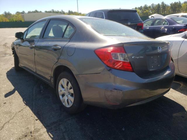 19XFB2F52CE372194 - 2012 HONDA CIVIC LX GRAY photo 3