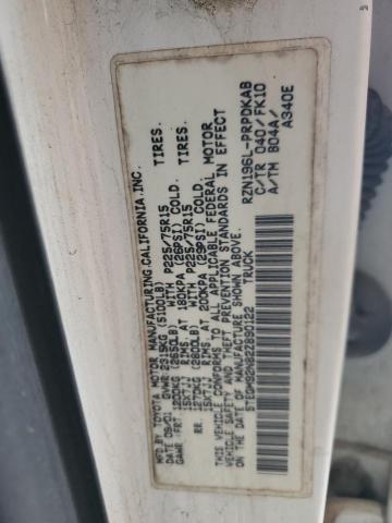 5TEGM92N82Z890122 - 2002 TOYOTA TACOMA DOUBLE CAB PRERUNNER WHITE photo 12