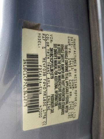 3N1BC1CP7CL361279 - 2012 NISSAN VERSA S BLUE photo 12