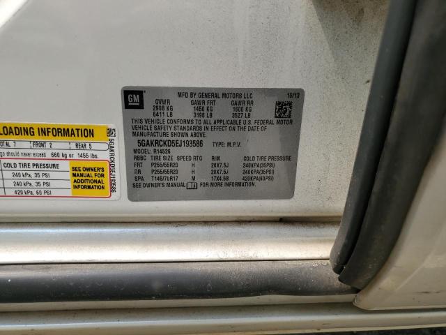 5GAKRCKD5EJ193586 - 2014 BUICK ENCLAVE WHITE photo 13