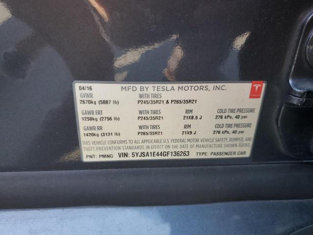 5YJSA1E44GF136263 - 2016 TESLA MODEL S Grafit foto 13