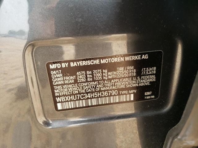 WBXHU7C34H5H36790 - 2017 BMW X1 SDRIVE28I GRAY photo 12