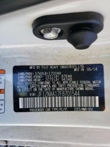 JF1ZNAA17F8701544 - 2015 TOYOTA SCION FR-S 白色 照片 10