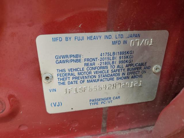 JF1SF65642H729121 - 2002 SUBARU FORESTER S წითელი ფოტო 13