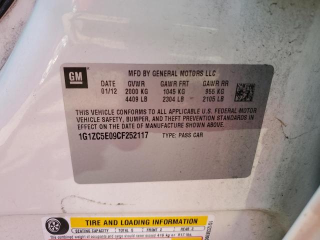 1G1ZC5E09CF252117 - 2012 CHEVROLET MALIBU 1LT 白色 照片 12