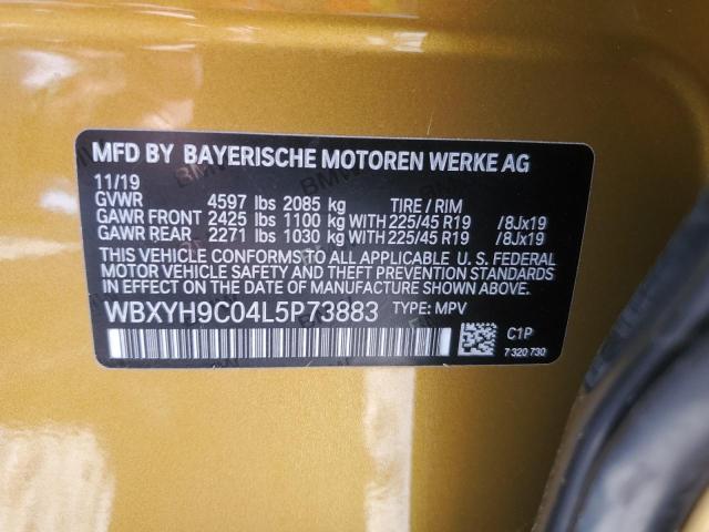 WBXYH9C04L5P73883 - 2020 BMW X2 SDRIVE28I GOLD photo 13