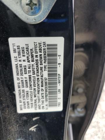 19XFB2F9XCE306737 - 2012 HONDA CIVIC EXL BLACK photo 12