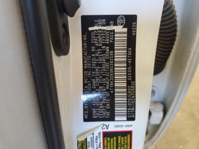 4T1BK3DB9BU382598 - 2011 TOYOTA AVALON BASE 白色 照片 12