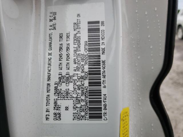 3TYRX5GN4NT055643 - 2022 TOYOTA TACOMA ACCESS CAB თეთრი ფოტო 12