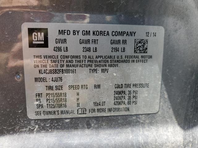 KL4CJBSB2FB100161 - 2015 BUICK ENCORE CONVENIENCE GRAY photo 13