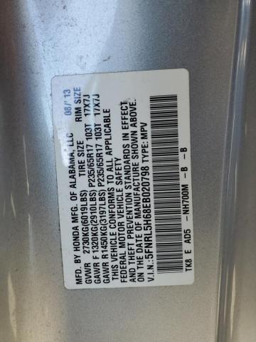5FNRL5H68EB020798 - 2014 HONDA ODYSSEY EXL SILVER photo 13