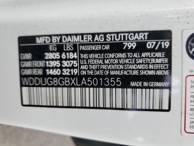 WDDUG8GBXLA501355 - 2020 MERCEDES-BENZ S 560 4MATIC WHITE photo 12