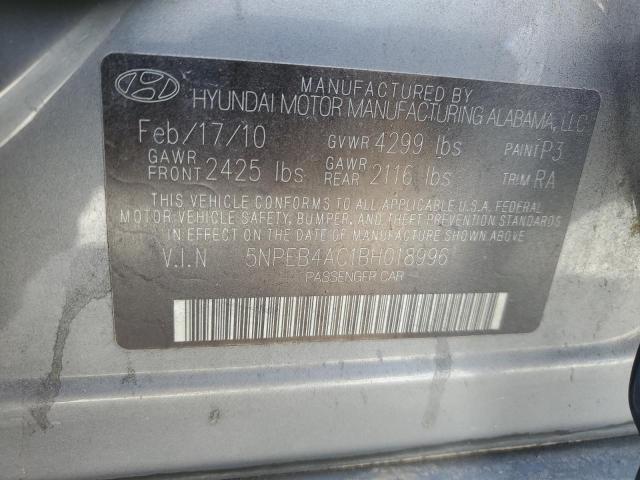 5NPEB4AC1BH018996 - 2011 HYUNDAI SONATA GLS GRAY photo 12