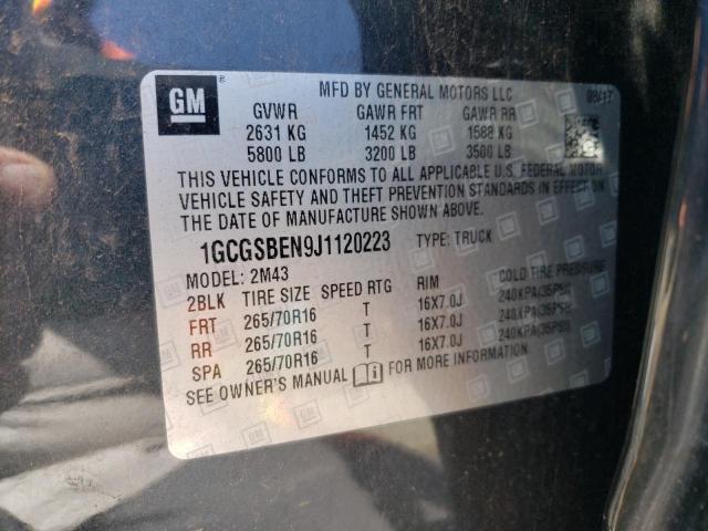 1GCGSBEN9J1120223 - 2018 CHEVROLET COLORADO GRAY photo 12