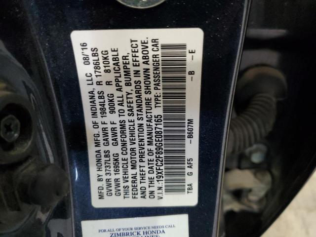 19XFC2F89GE087165 - 2016 HONDA CIVIC EX GRAY photo 12