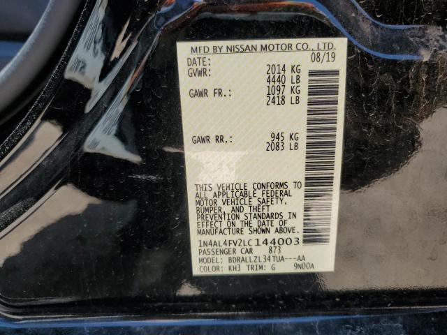 1N4AL4FV2LC144003 - 2020 NISSAN ALTIMA PLATINUM BLACK photo 12