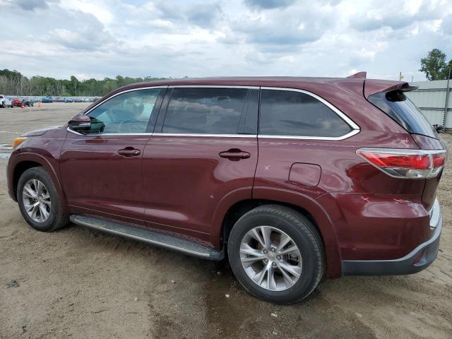 5TDKKRFHXFS101332 - 2015 TOYOTA HIGHLANDER XLE MAROON photo 2