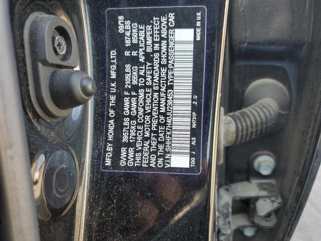 SHHFK7H40JU238453 - 2018 HONDA CIVIC SPORT შავი ფოტო 12