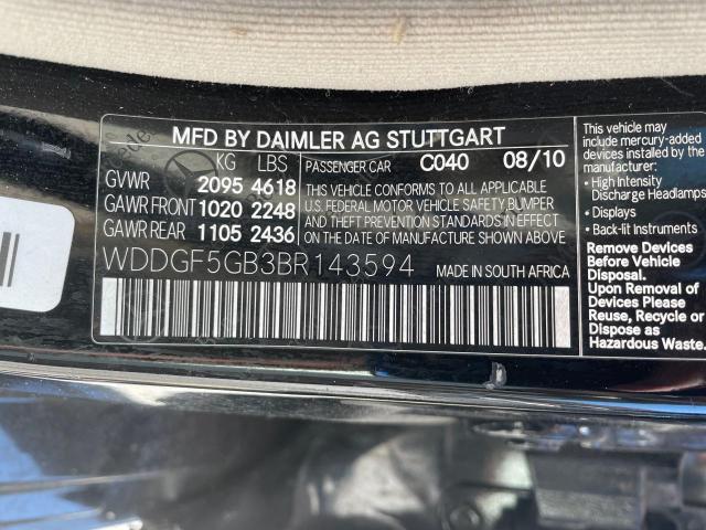 WDDGF5GB3BR143594 - 2011 MERCEDES-BENZ C 350 BLACK photo 10