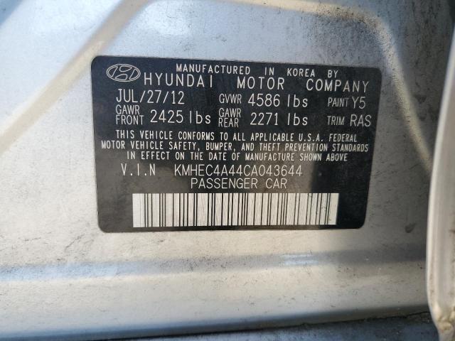 KMHEC4A44CA043644 - 2012 HYUNDAI SONATA HYBRID SILVER photo 12