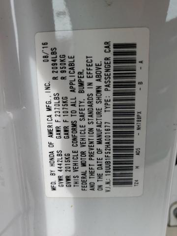 19UUB1F52HA001677 - 2017 ACURA TLX TECH WHITE photo 12