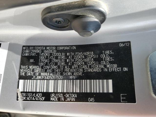 JTJBM7FX4D5051520 - 2013 LEXUS GX 460 SILVER photo 14