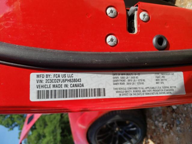 2C3CDZFJ6PH638043 - 2023 DODGE CHALLENGER R/T SCAT PACK RED photo 12