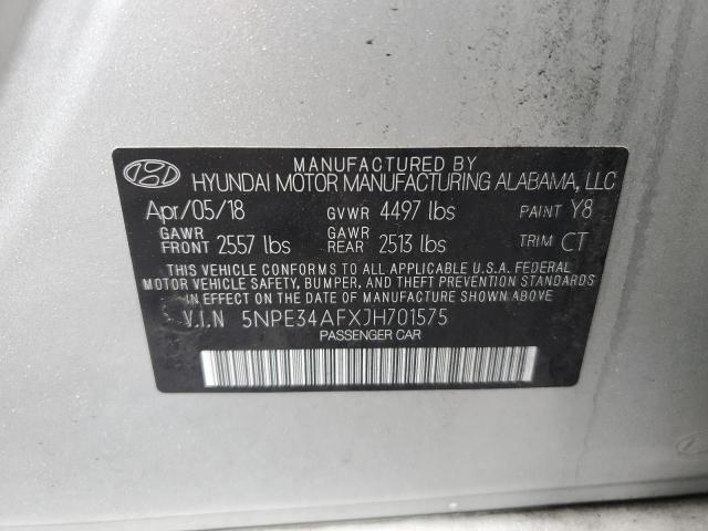 5NPE34AFXJH701575 - 2018 HYUNDAI SONATA SPORT Srebrny zdjęcie 13