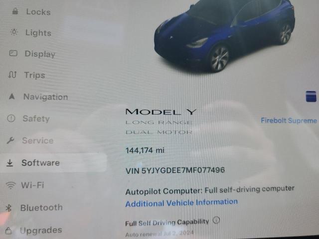 5YJYGDEE7MF077496 - 2021 TESLA MODEL Y BLUE photo 9