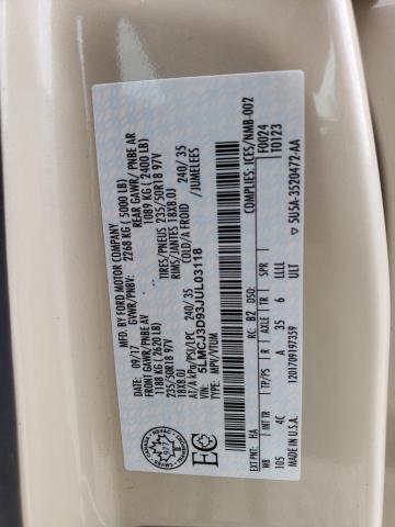 5LMCJ3D93JUL03118 - 2018 LINCOLN MKC RESERVE BEIGE photo 12