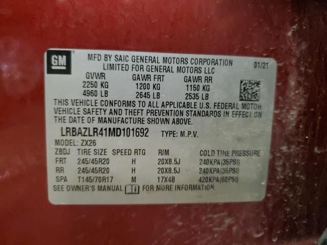 LRBAZLR41MD101692 - 2021 BUICK ENVISION PREFERRED ბურგუნდია ფოტო 14