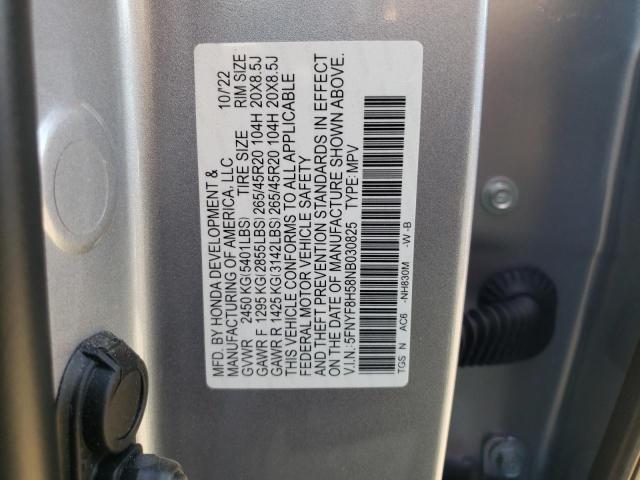 5FNYF8H58NB030825 - 2022 HONDA PASSPORT EXL فضي صورة 13