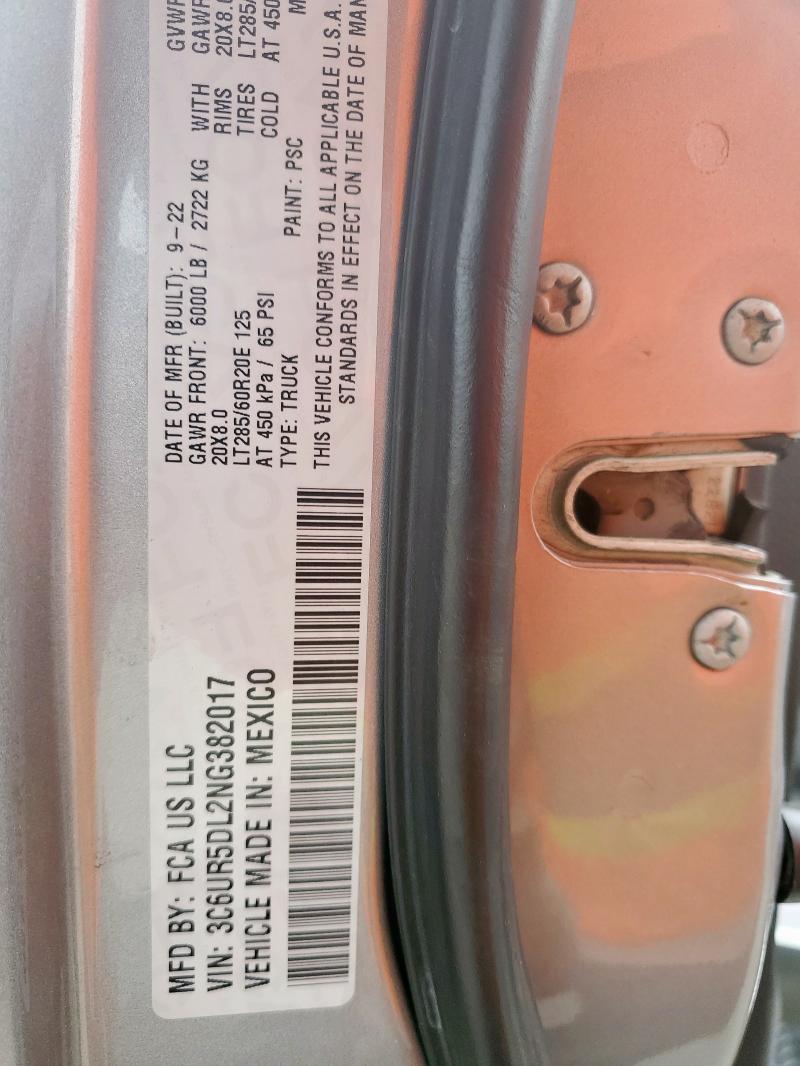 3C6UR5DL2NG382017 - 2022 RAM 2500 BIG HORN/LONE STAR GRAY photo 13