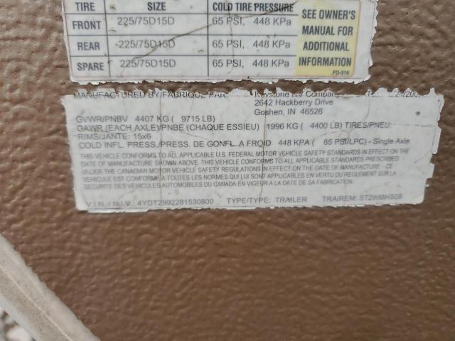 4YDT2992281530800 - 2008 KEYSTONE SPRINTER WHITE photo 10