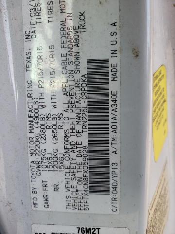 5TFTX4CN8FX059028 - 2015 TOYOTA TACOMA ACCESS CAB თეთრი ფოტო 12