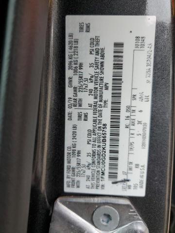 1FMCU0GD2KUB65758 - 2019 FORD ESCAPE SE ნაცრისფერი ფოტო 14