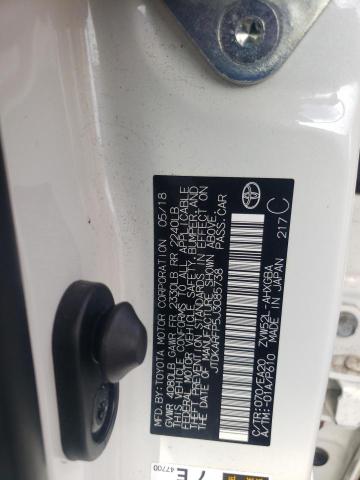 JTDKARFP5J3085738 - 2018 TOYOTA PRIUS PRIM თეთრი ფოტო 13