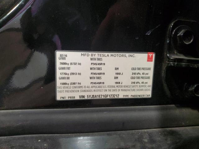 5YJSA1E21GF123212 - 2016 TESLA MODEL S Սև լուսանկար 12