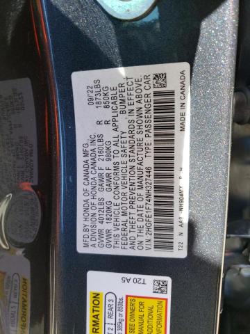 2HGFE1F74NH327446 - 2022 HONDA CIVIC EX GRAY photo 12