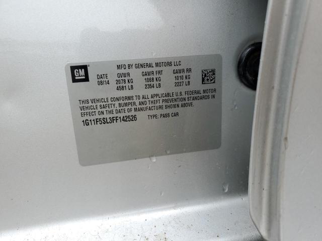 1G11F5SL3FF142526 - 2015 CHEVROLET MALIBU LTZ ვერცხლისფერი ფოტო 12