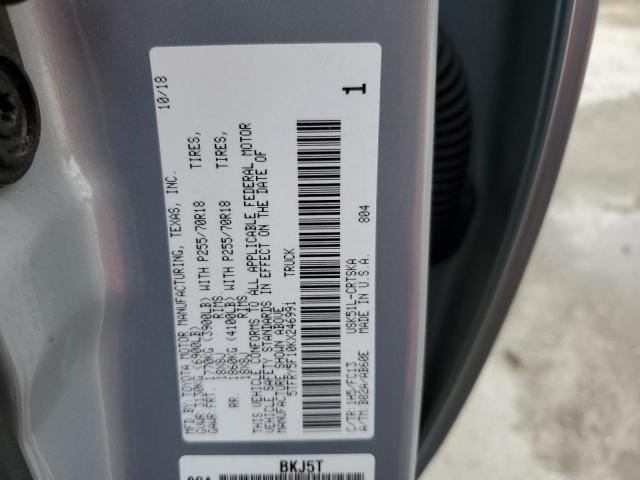 5TFRY5F10KX246991 - 2019 TOYOTA TUNDRA DOUBLE CAB SR/SR5 GRAY photo 12